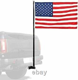 Flag Pole for Trucks Trailer Hitch Holder Mounts to 2 Hitch Receivers Kit