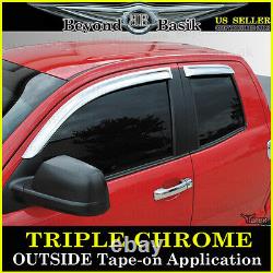 For 2007-2021 Toyota Tundra Extended Cab CHROME Vent Window Visors Rain Guards