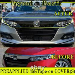 For 2018 2019 2020 Honda Accord GLOSS BLACK JDM Grill Grille COVER Overlay