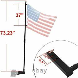 Hitch Mount Flag Pole Holder For Trucks Mounts to 2 Receivers Hitch Kit Black