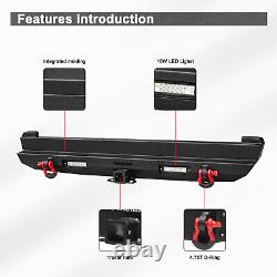 Rear Bumper with LED Light & D-Ring Hitch Combo KIT For 1989-2001 Jeep Cherokee XJ