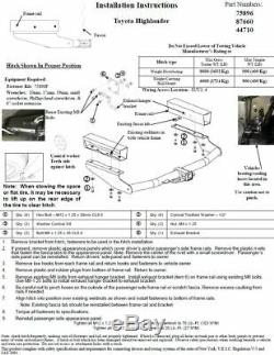 Reese Trailer Tow Hitch For 14-19 Toyota Highlander with Wiring Harness Kit