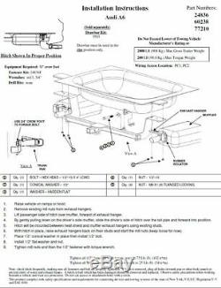 Trailer Tow Hitch For 05-11 Audi A6 Sedan Quattro Avant Wagon with Draw Bar Kit