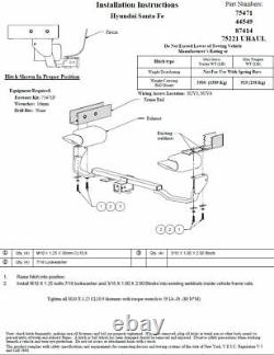 Trailer Tow Hitch For 07-09 Hyundai Santa Fe with Wiring Harness Kit