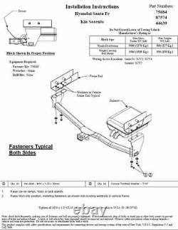 Trailer Tow Hitch For 11-13 KIA Sorento 4 Cyl. I4 Receiver + Wiring Harness Kit